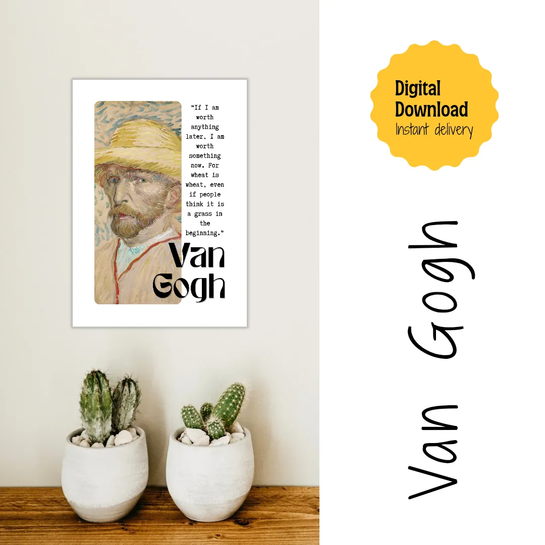 A5 Digital PDF Poster of Van Gogh on a wall for art enthusiasts