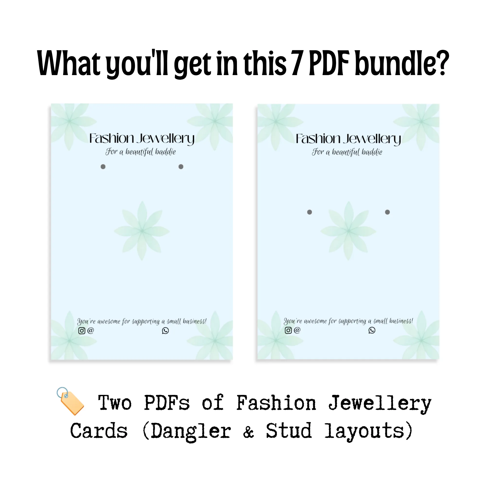 Jewellery Cards/ Earring display cards with guides for punching holes