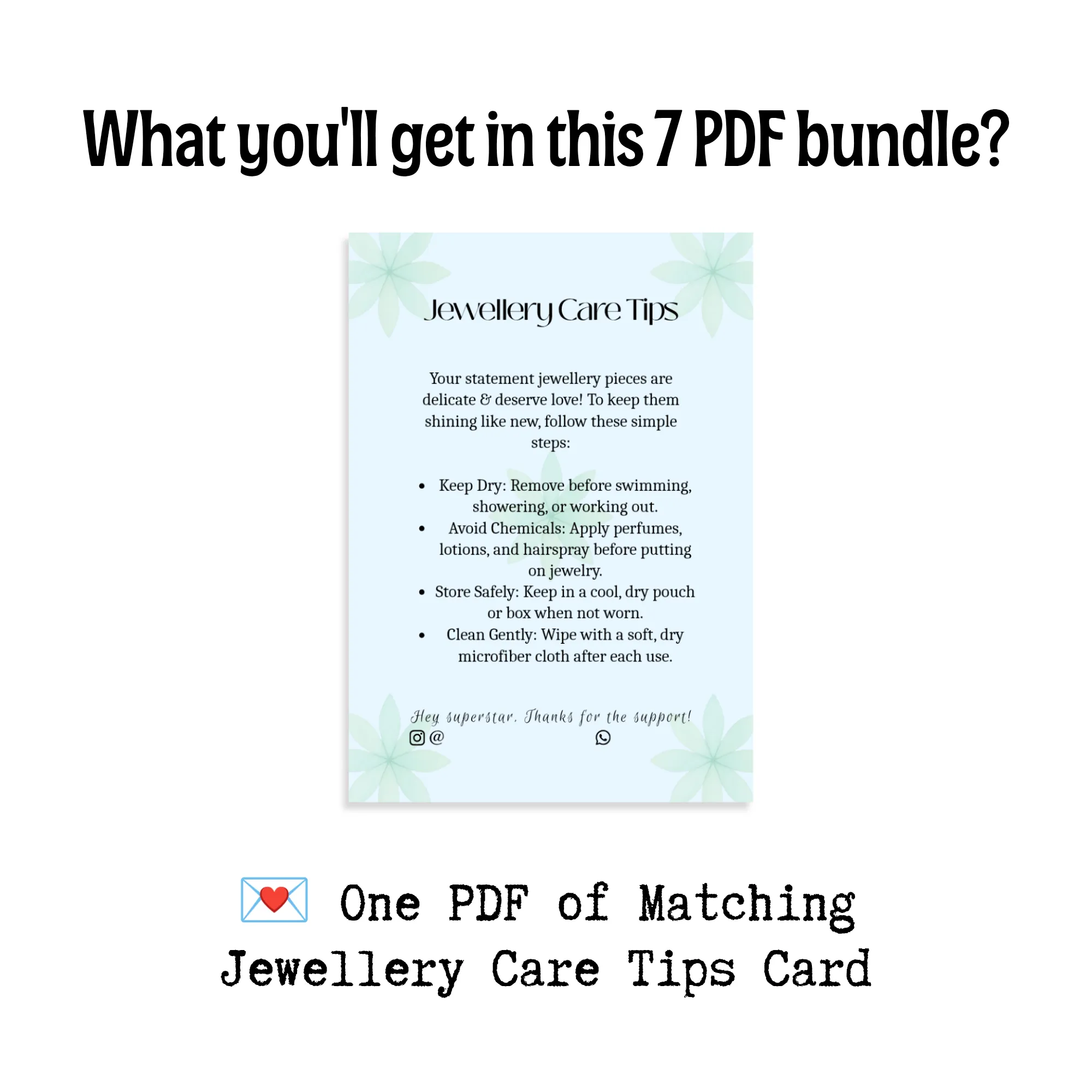 Jewellery care card for fashion jewellery in a bundle under 300 Rupees