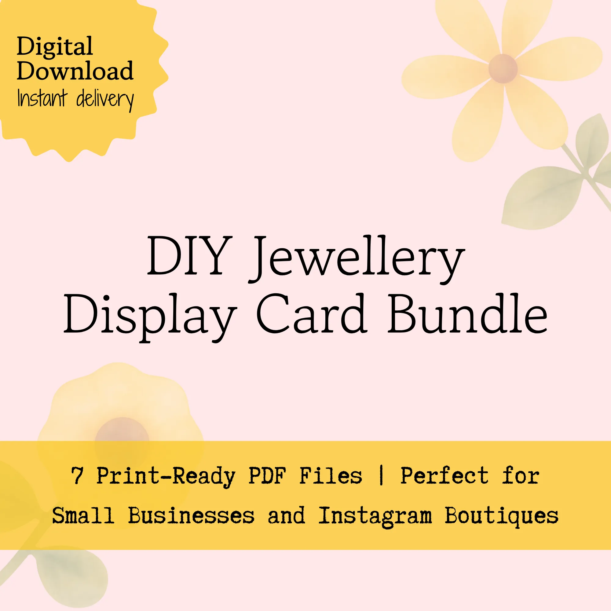 Aesthetic Pink Jewellery Display Cards Printable Bundle | Earring & Necklace Cards + Jewellery Care Card for Indian Small Business (₹299)