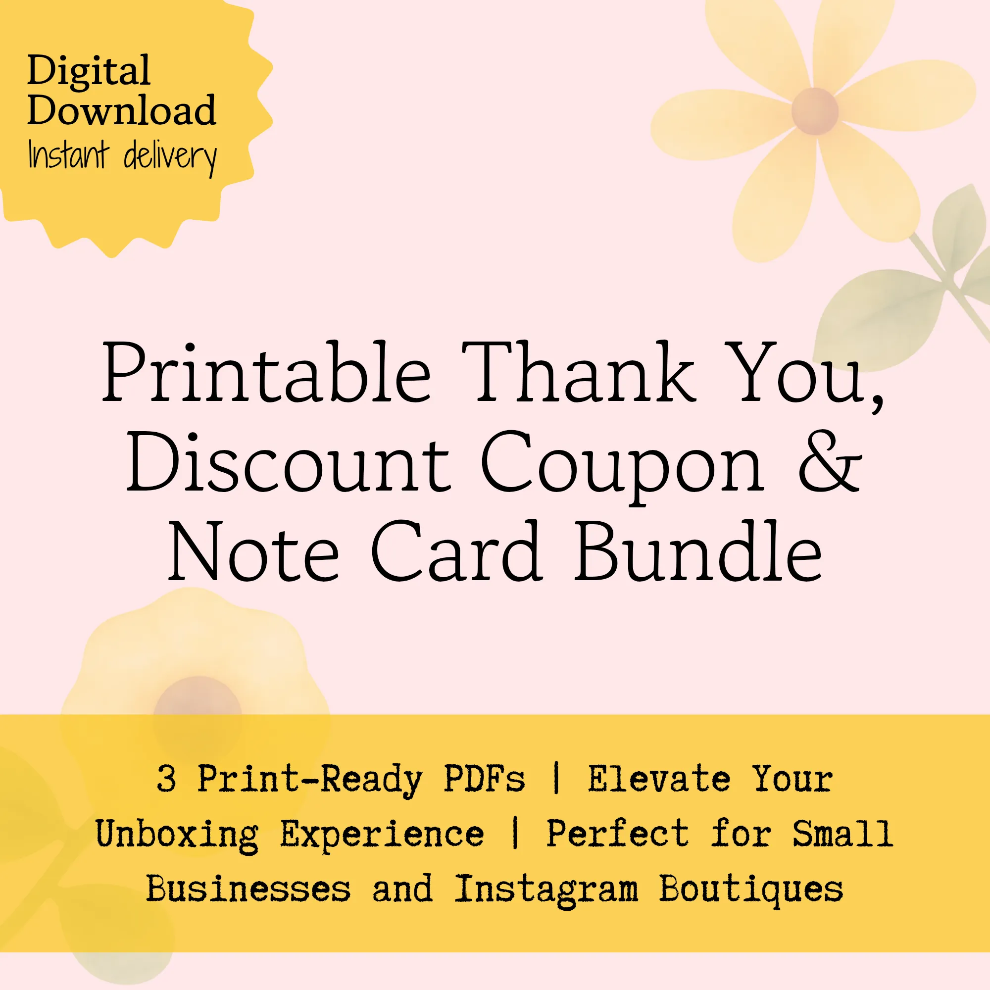 Printable Thank you cards 3 in 1 bundle