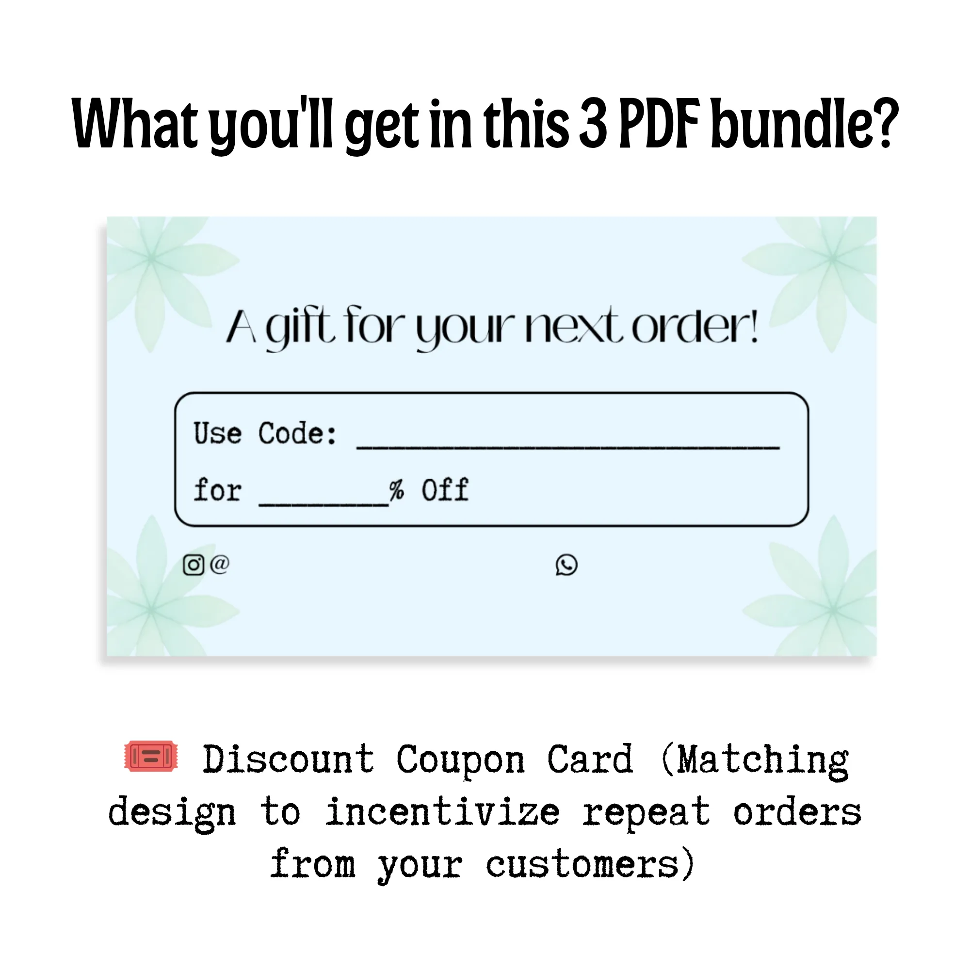 A discount coupon code card with blank space for filling in coupon details for packaging