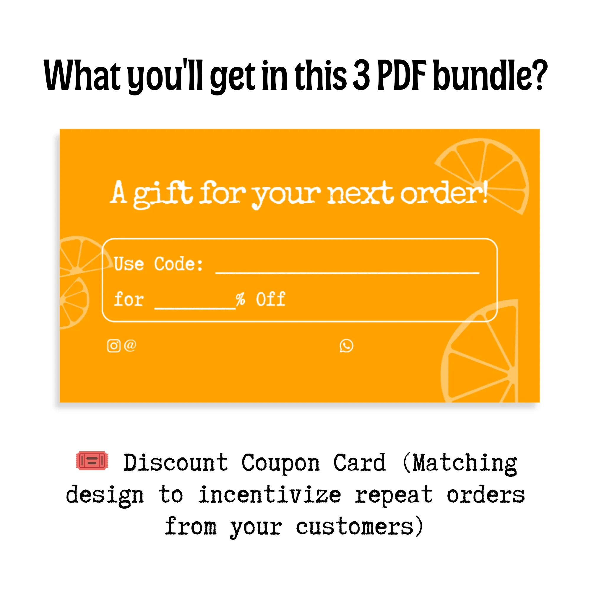 Orange Citrus Thank You Card & Discount Voucher Print Ready PDF Bundle | Small Business Packaging Inserts & Note Cards — view 3