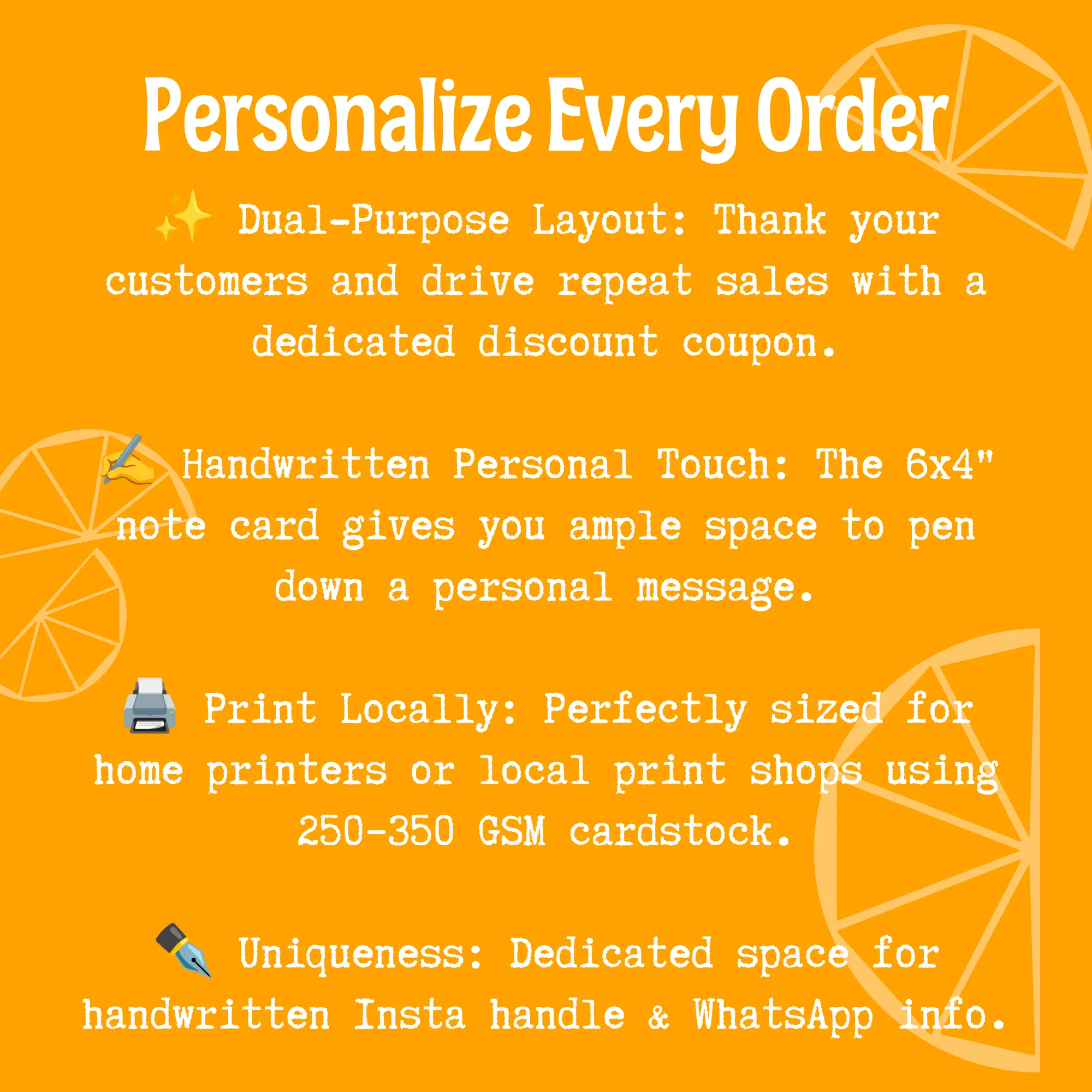 Orange Citrus Thank You Card & Discount Voucher Print Ready PDF Bundle | Small Business Packaging Inserts & Note Cards — view 5